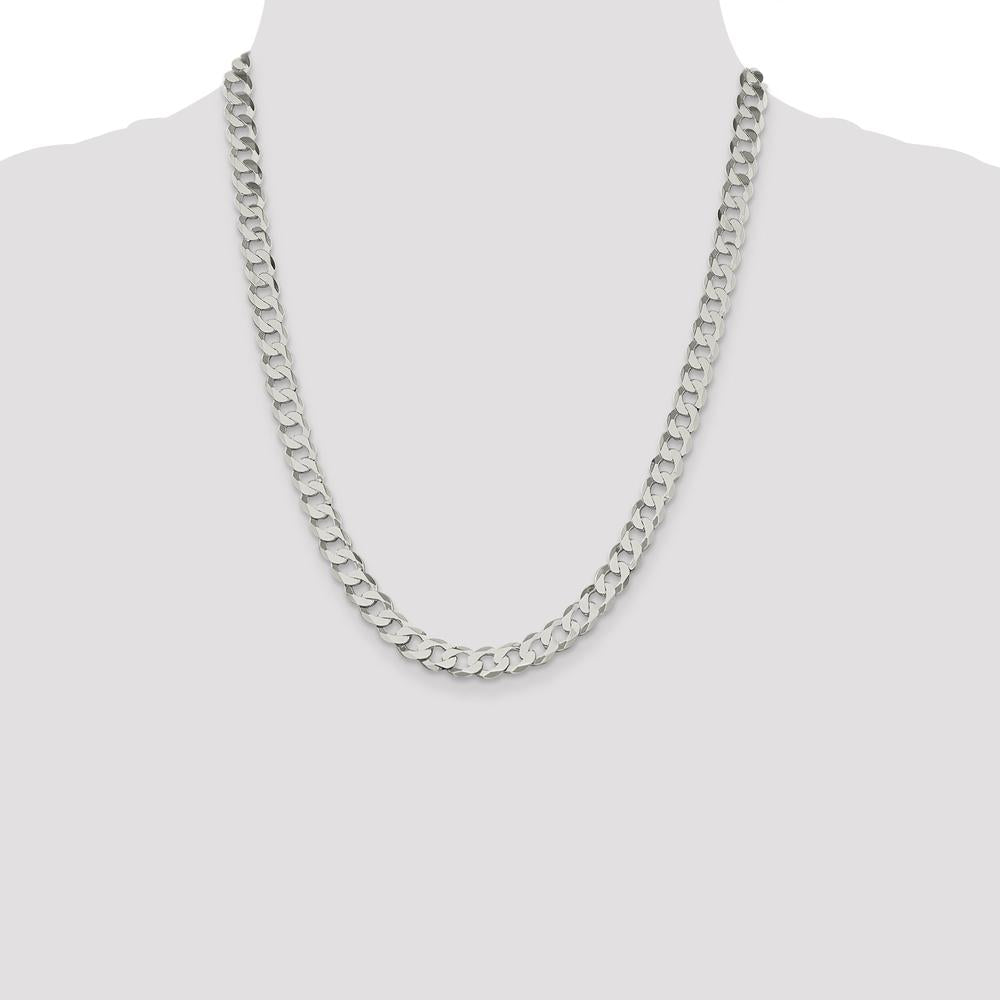 Sterling Silver 22" Flat Curb Chain - 8mm Width with Polished Finish by Lumare Gioia