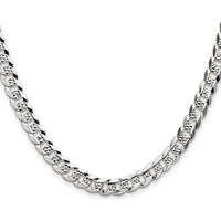 Sterling Silver 22" Flat Diamond-Cut Curb Chain Bracelet - 6.75mm Width by Lumare Gioia