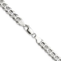 Sterling Silver 22" Flat Diamond-Cut Curb Chain Bracelet - 6.75mm Width by Lumare Gioia