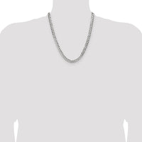 Sterling Silver 22" Flat Diamond-Cut Curb Chain Bracelet - 6.75mm Width by Lumare Gioia