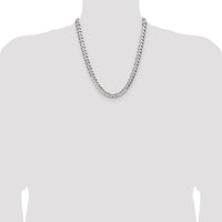 Sterling Silver 22" Flat Diamond-Cut Pave Curb Chain - 8.25mm Width by Lumare Gioia