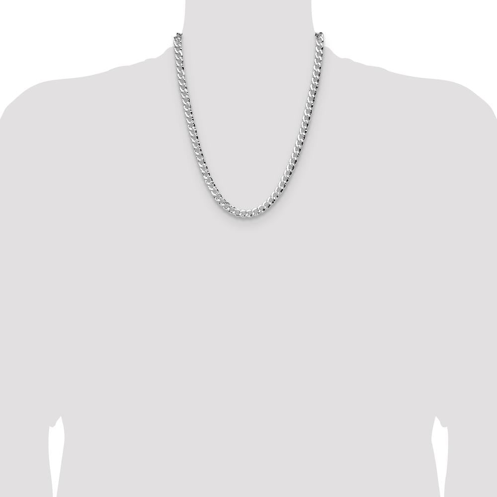 Sterling Silver 22" Hammered Curb Chain - 7.6mm Width, Polished Finish by Lumare Gioia