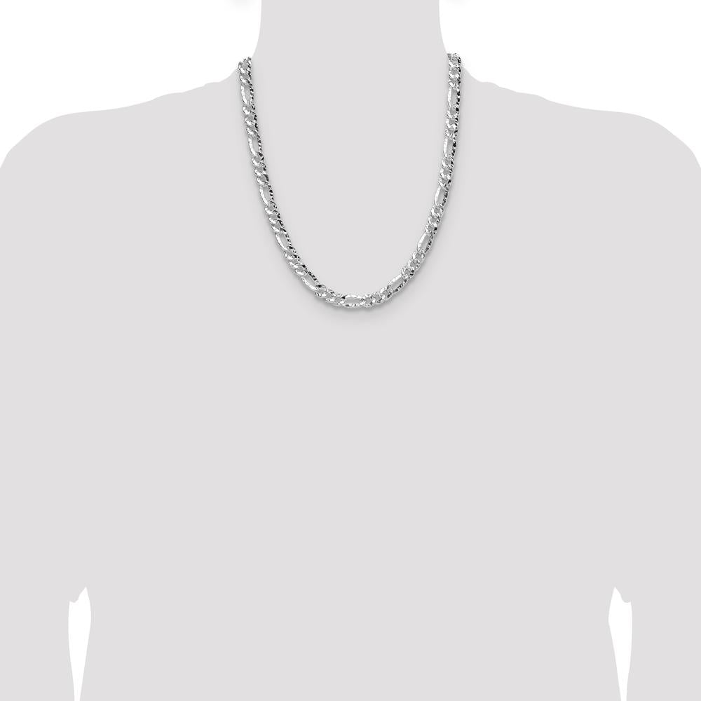 Sterling Silver 22" Hammered Figaro Chain - 6.3mm Width by Lumare Gioia