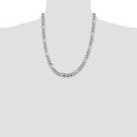 Sterling Silver 22" Pavé Flat Figaro Chain - 7.25mm Width by Lumare Gioia