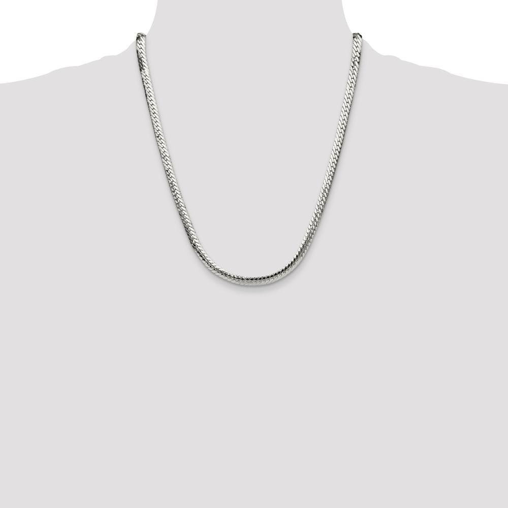 Sterling Silver 22" Polished 6.25mm Double Oval Flat Chain with Lobster Clasp by Lumare Gioia