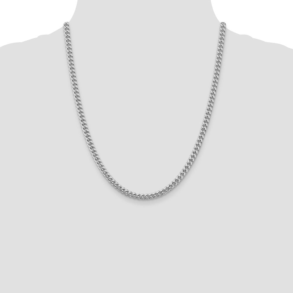 Sterling Silver 22" Rhodium-Plated 5mm Diamond-Cut Curb Chain Necklace by Lumare Gioia