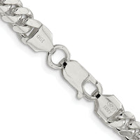 Sterling Silver 22" Rhodium-Plated 6.4mm Polished Domed Curb Chain with Lobster Clasp by Lumare Gioia