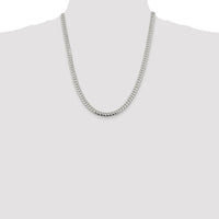 Sterling Silver 22" Rhodium-Plated 6.4mm Polished Domed Curb Chain with Lobster Clasp by Lumare Gioia