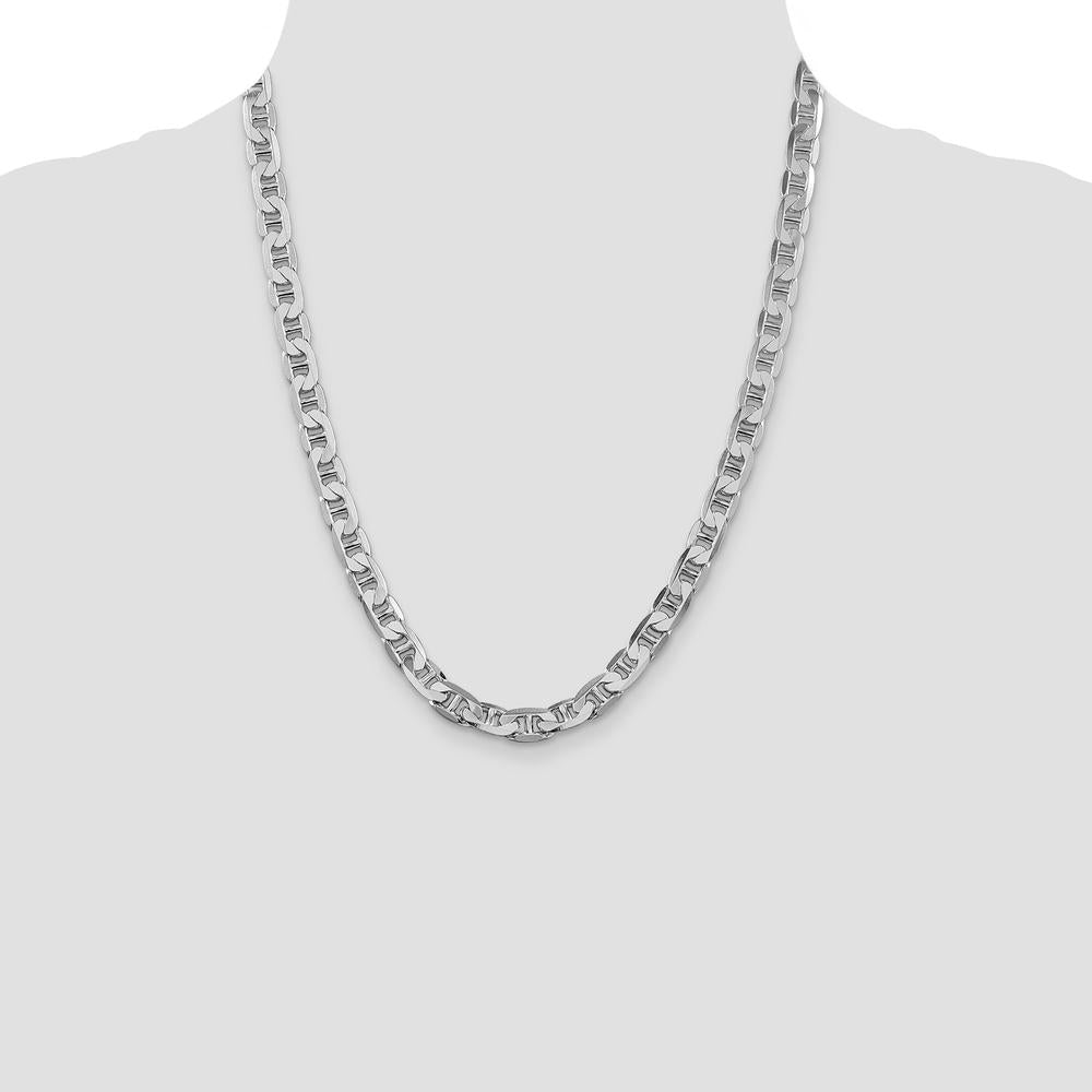 Sterling Silver 22" Rhodium-Plated 7mm Flat Anchor Chain Necklace by Lumare Gioia