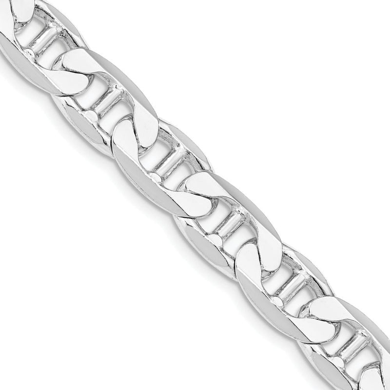 Sterling Silver 22" Rhodium-Plated Flat Anchor Chain - 9.5mm Width by Lumare Gioia