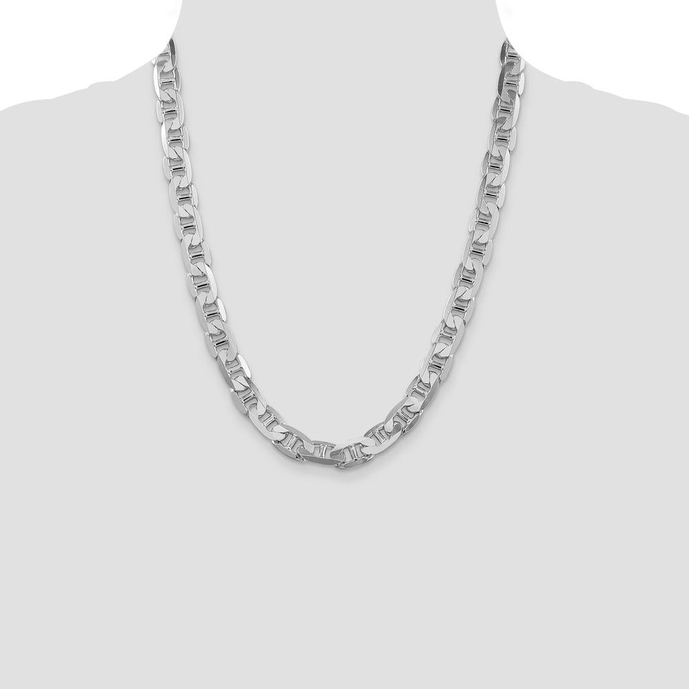 Sterling Silver 22" Rhodium-Plated Flat Anchor Chain - 9.5mm Width by Lumare Gioia