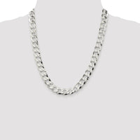 Sterling Silver 22" Rhodium-Plated Flat Curb Chain - 11.75mm Width by Lumare Gioia
