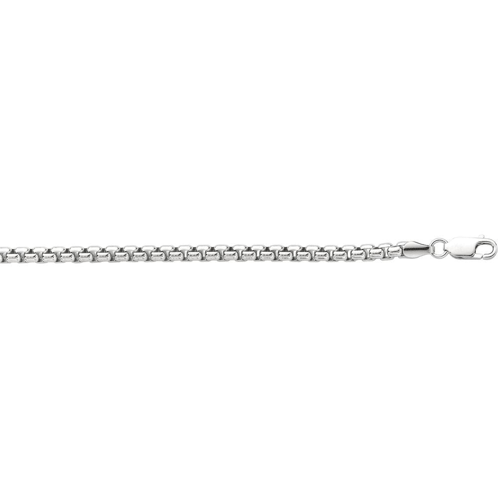 Sterling Silver 22" Round Box Chain Necklace with Lobster Clasp - 3.80mm Width by Orozza Fine Jewelry