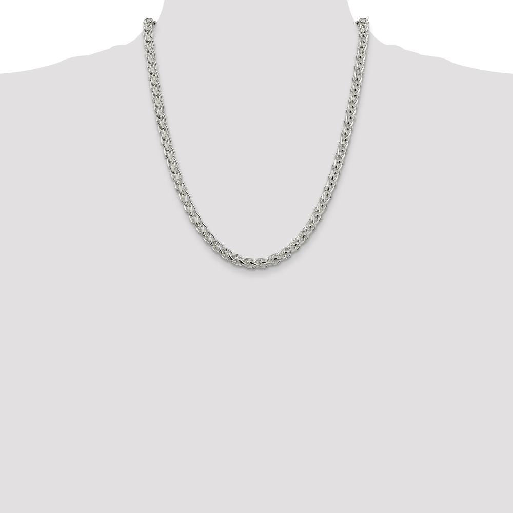 Sterling Silver 22" Spiga Chain Necklace with Polished Finish - 6mm Width by Lumare Gioia