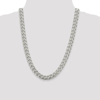 Sterling Silver 24" 10.5mm Domed Diamond-Cut Curb Chain Necklace by Lumare Gioia
