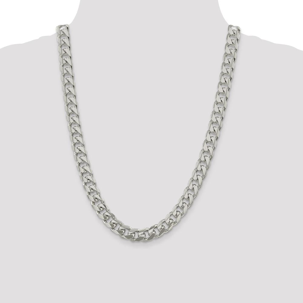 Sterling Silver 24" 10.5mm Domed Diamond-Cut Curb Chain Necklace by Lumare Gioia