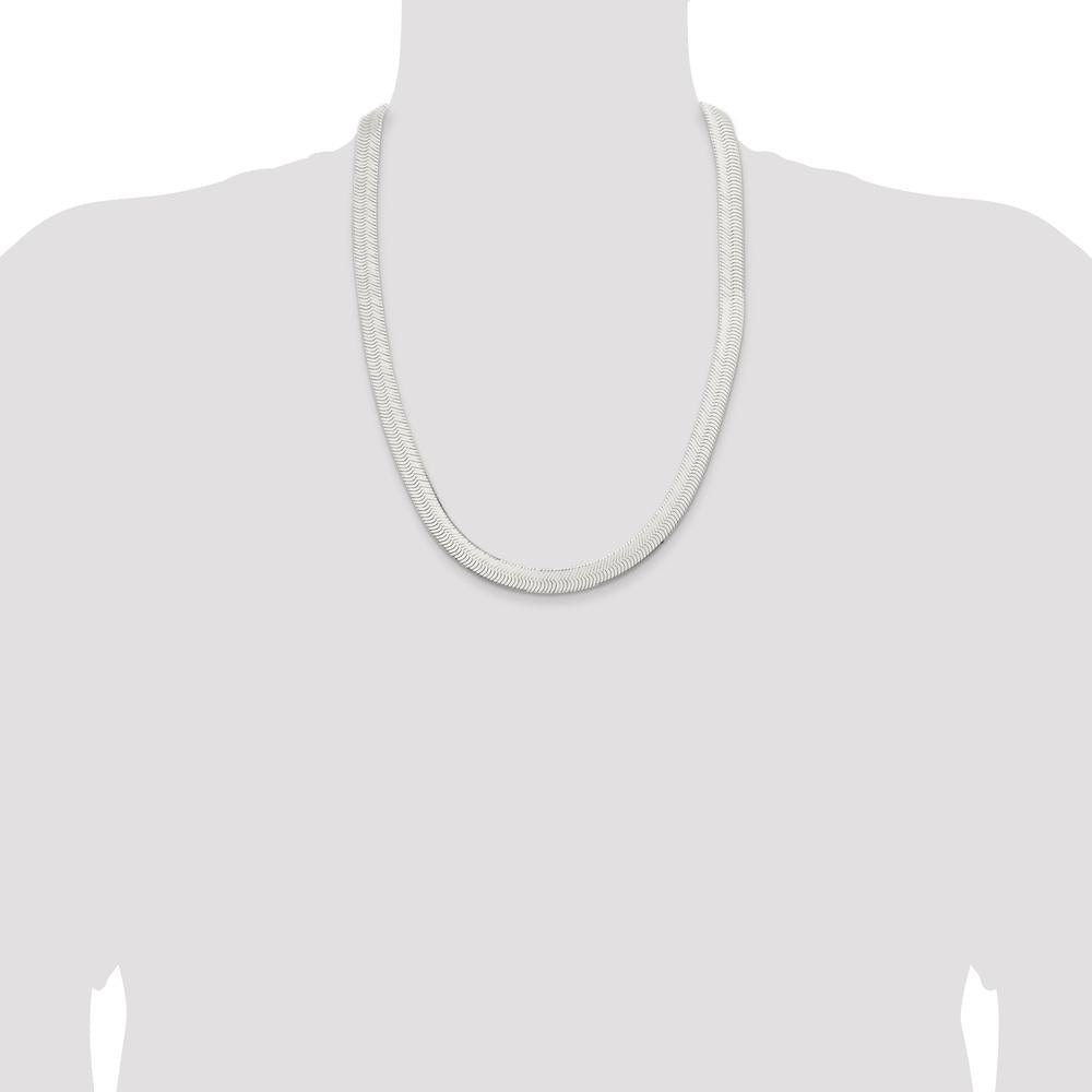 Sterling Silver 24" 10.5mm Magic Herringbone Chain Necklace by Lumare Gioia