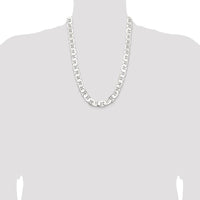 Sterling Silver 24" 11.5mm Flat Anchor Chain Necklace with Polished Finish by Lumare Gioia