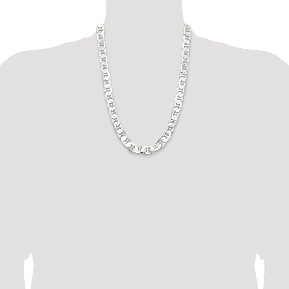 Sterling Silver 24" 11.5mm Flat Anchor Chain Necklace with Polished Finish by Lumare Gioia