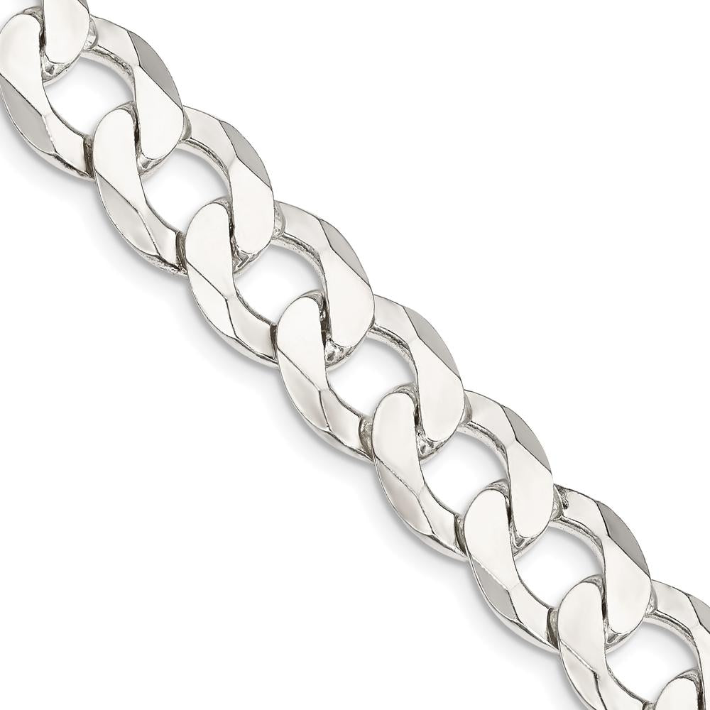 Sterling Silver 24" 11.75mm Flat Curb Chain with Anti-Tarnish Coating by Lumare Gioia