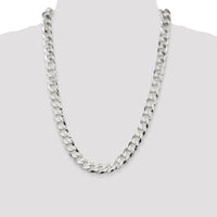 Sterling Silver 24" 11.75mm Flat Curb Chain with Anti-Tarnish Coating by Lumare Gioia