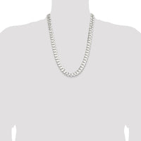 Sterling Silver 24" 11.9mm Concave Beveled Curb Chain Necklace by Lumare Gioia