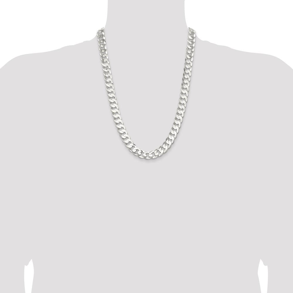 Sterling Silver 24" 11.9mm Concave Beveled Curb Chain Necklace by Lumare Gioia