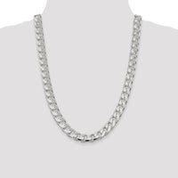 Sterling Silver 24" 11mm Domed Diamond-Cut Curb Chain Necklace by Lumare Gioia