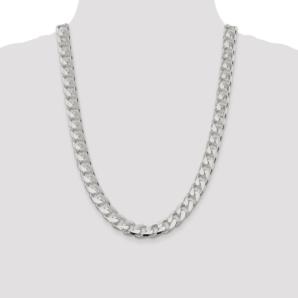 Sterling Silver 24" 11mm Domed Diamond-Cut Curb Chain Necklace by Lumare Gioia