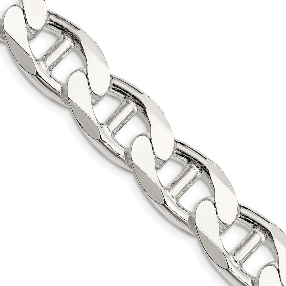 Sterling Silver 24" 13.5mm Diamond-Cut Flat Anchor Curb Chain by Lumare Gioia