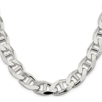 Sterling Silver 24" 13.5mm Diamond-Cut Flat Anchor Curb Chain by Lumare Gioia