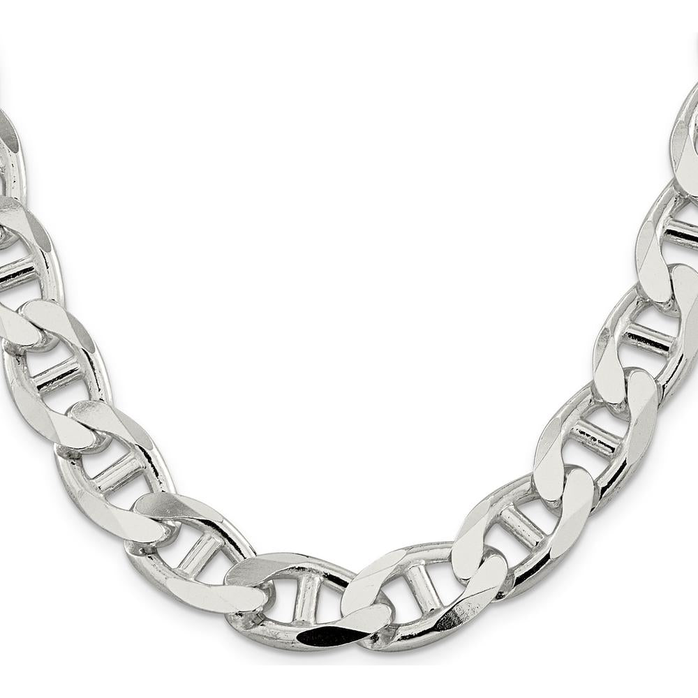 Sterling Silver 24" 13.5mm Diamond-Cut Flat Anchor Curb Chain by Lumare Gioia