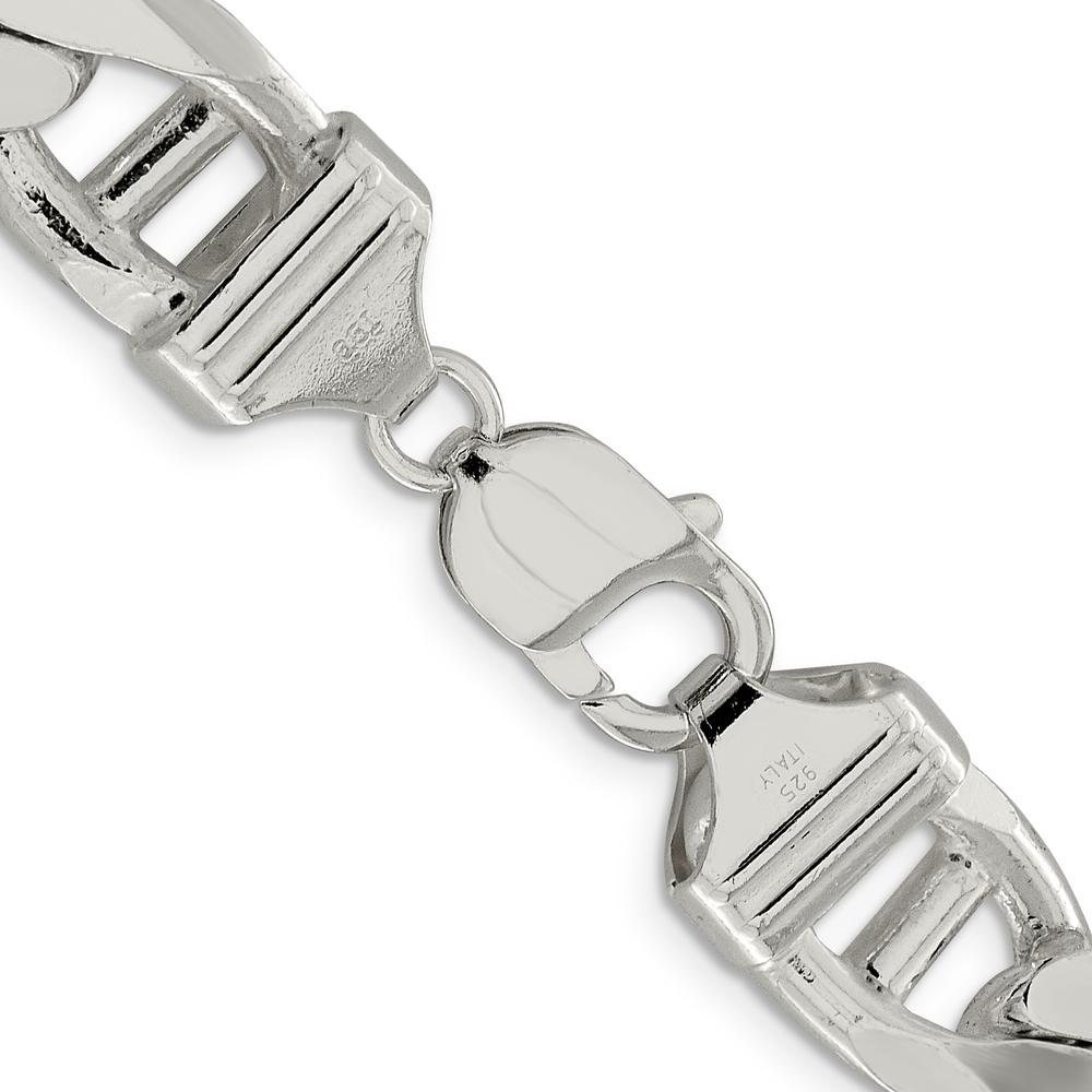 Sterling Silver 24" 13.5mm Diamond-Cut Flat Anchor Curb Chain by Lumare Gioia