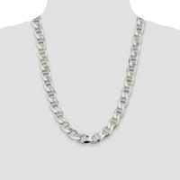 Sterling Silver 24" 13.5mm Diamond-Cut Flat Anchor Curb Chain by Lumare Gioia