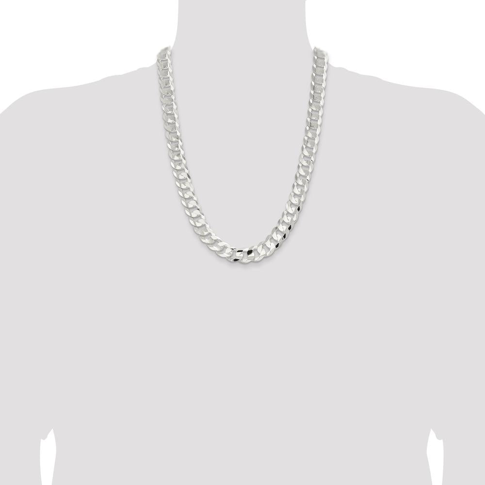 Sterling Silver 24" 14.0mm Concave Beveled Curb Chain with Lobster Clasp by Lumare Gioia