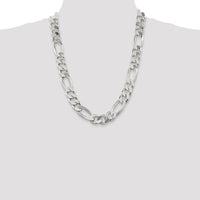Sterling Silver 24" 15mm Figaro Chain Necklace with Lobster Clasp by Lumare Gioia
