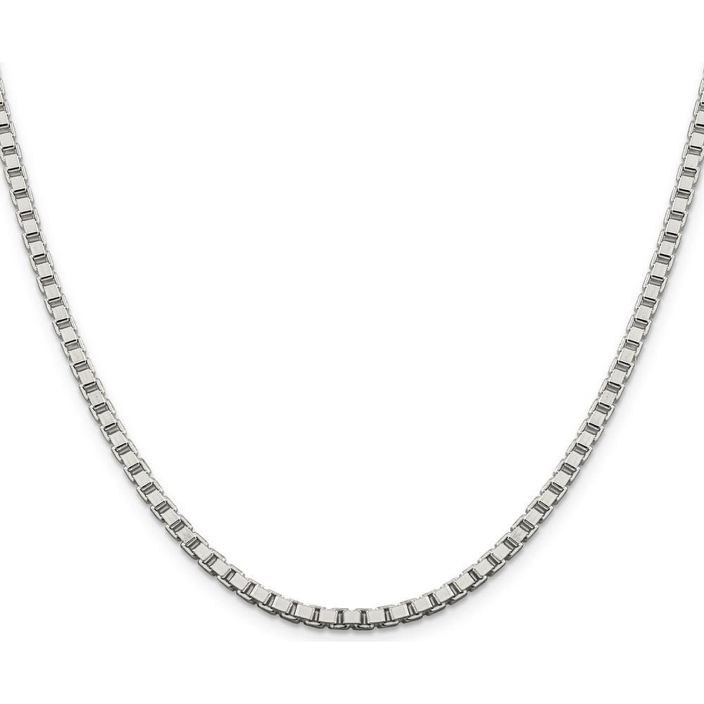 Sterling Silver 24" 3.25mm Box Chain Necklace with Polished Finish and Anti-Tarnish Coating by Lumare Gioia
