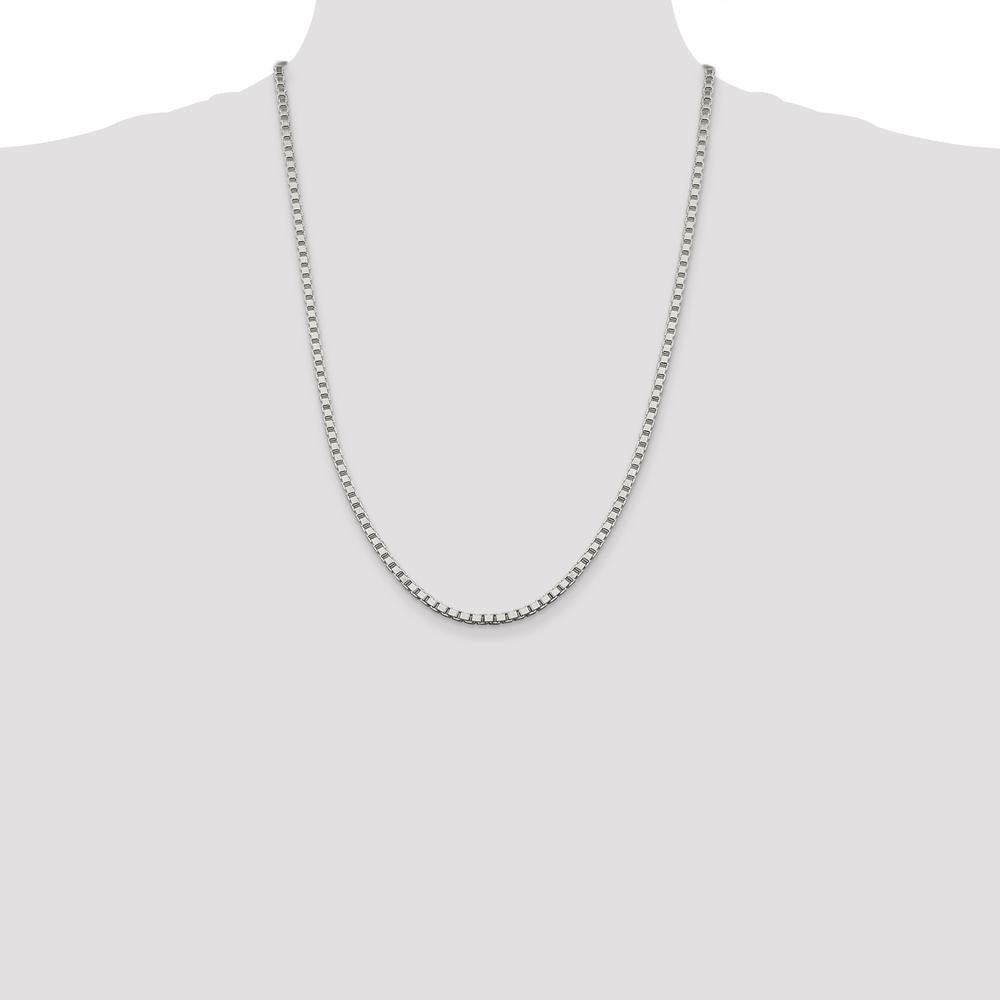 Sterling Silver 24" 3.25mm Box Chain Necklace with Polished Finish and Anti-Tarnish Coating by Lumare Gioia