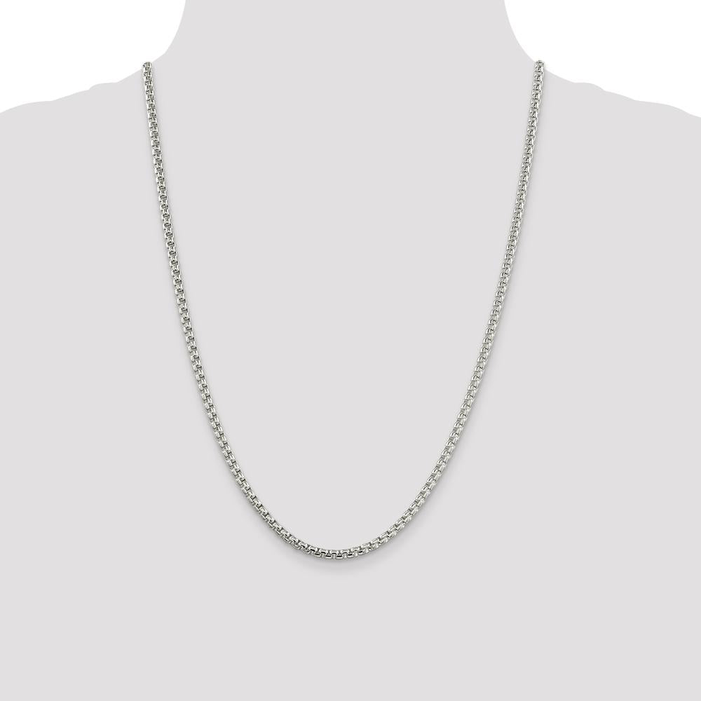 Sterling Silver 24" 3.6mm Round Box Chain with Lobster Clasp by Lumare Gioia