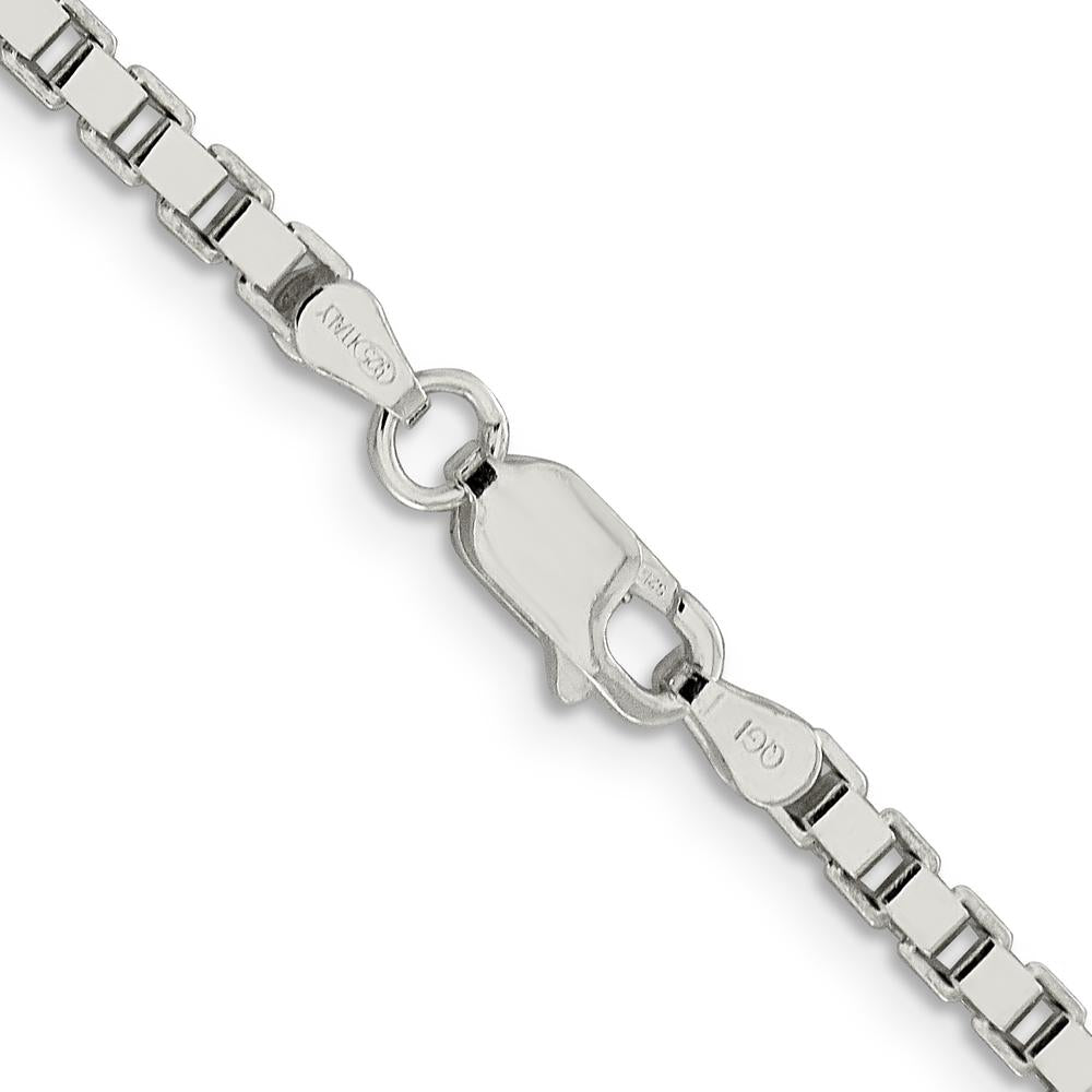 Sterling Silver 24" 3mm Polished Box Chain Necklace for Women by Lumare Gioia