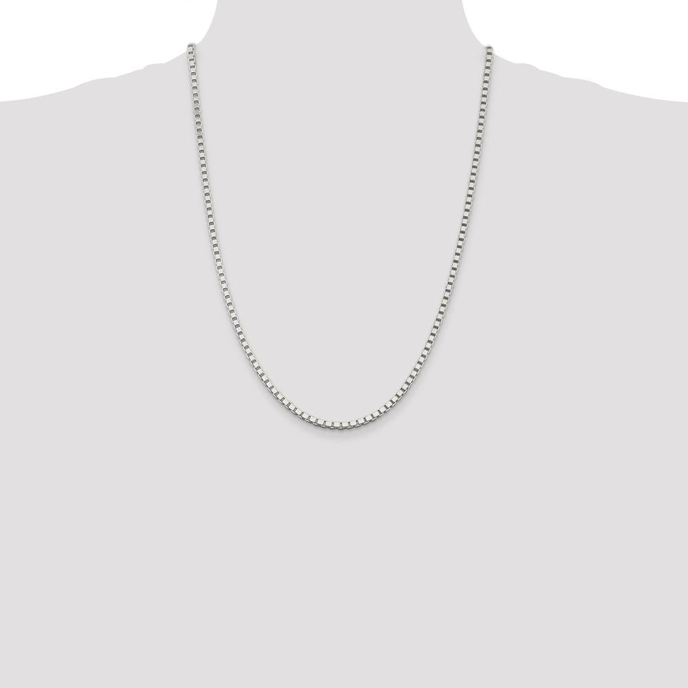 Sterling Silver 24" 3mm Polished Box Chain Necklace for Women by Lumare Gioia