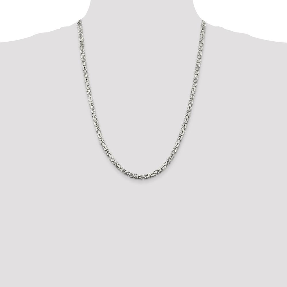 Sterling Silver 24" 4.25mm Byzantine Chain Necklace with Lobster Clasp by Lumare Gioia