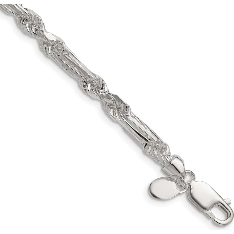 Sterling Silver 24" 4.75mm Diamond-Cut Figaro Chain with Lobster Clasp by Lumare Gioia