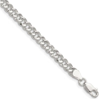 Sterling Silver 24" 4.75mm Hammered Curb Chain with Polished Finish by Lumare Gioia