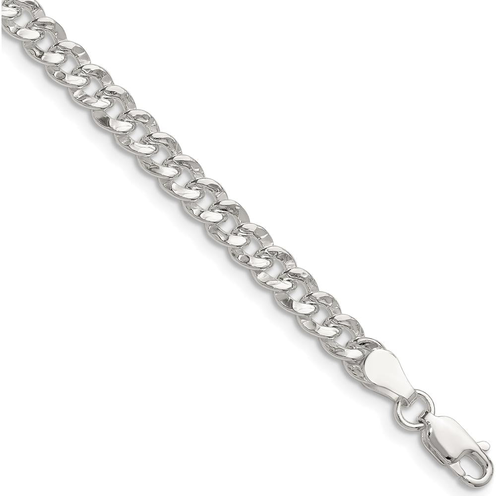 Sterling Silver 24" 4.75mm Hammered Curb Chain with Polished Finish by Lumare Gioia