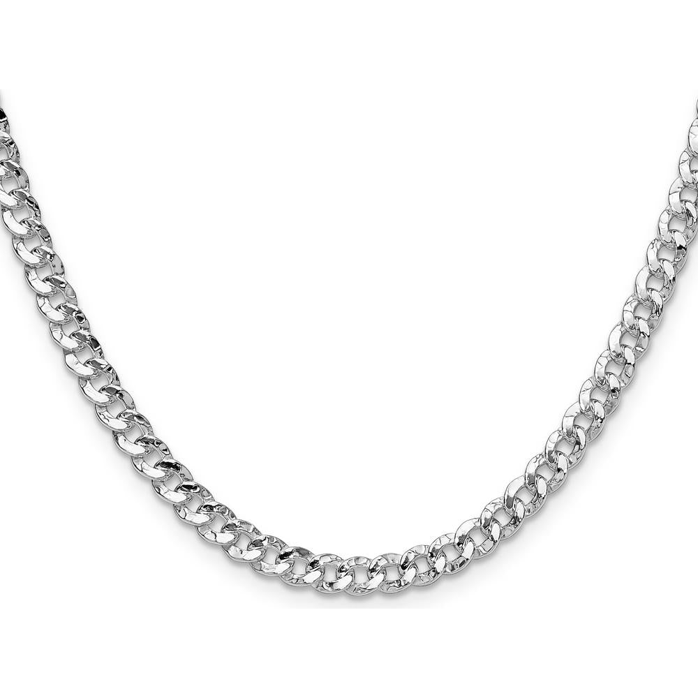 Sterling Silver 24" 4.75mm Hammered Curb Chain with Polished Finish by Lumare Gioia