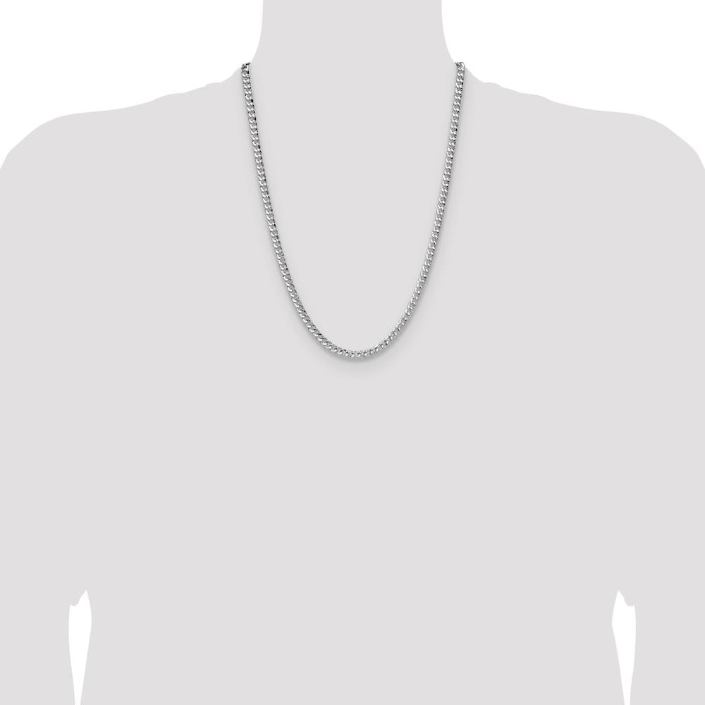 Sterling Silver 24" 4.75mm Hammered Curb Chain with Polished Finish by Lumare Gioia