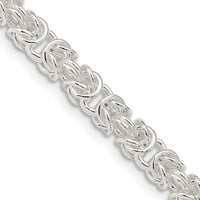 Sterling Silver 24" 4.75mm Rounded Byzantine Chain Necklace with Polished Finish by Lumare Gioia