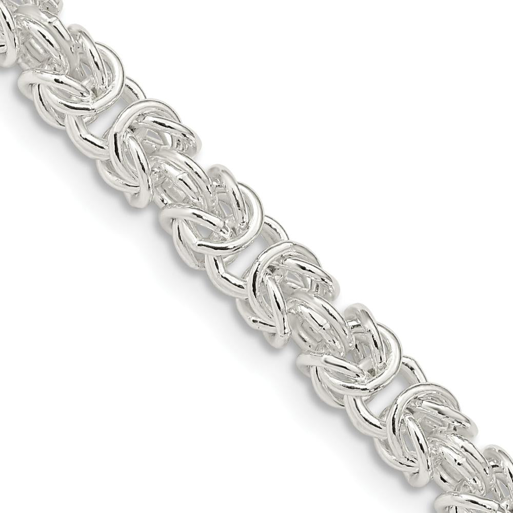 Sterling Silver 24" 4.75mm Rounded Byzantine Chain Necklace with Polished Finish by Lumare Gioia