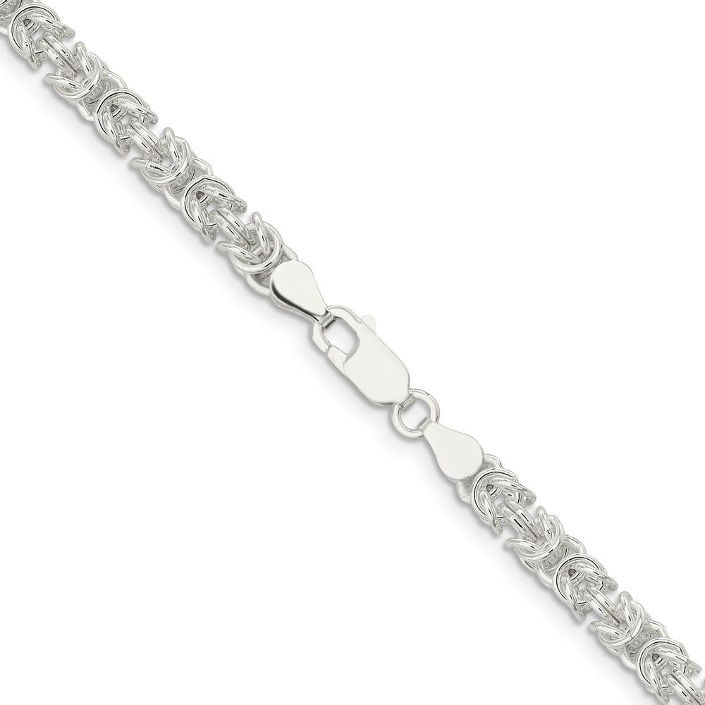 Sterling Silver 24" 4.75mm Rounded Byzantine Chain Necklace with Polished Finish by Lumare Gioia